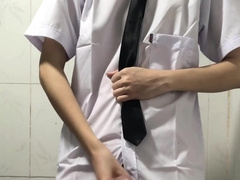 College Uniform Jerking and Jizzing nine