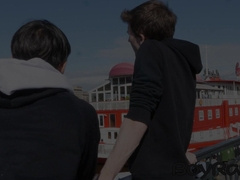 Tall stud Josh Cavalin cuddles BF Justin Host after raw fuck