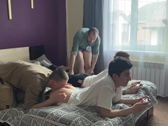 Together With My Stepfather I Fuck My Console-playing Friends