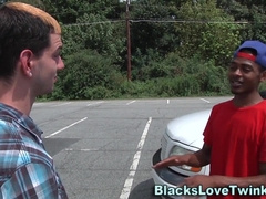 Watch Jizzy, the hot ebony amateur, take a deep dicking from a white dude and get a cum facial