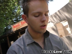 Amateur ebony twink takes a wild anal pounding and gets a cumshot