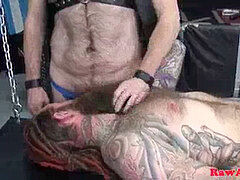 facial hair tatted bear assfucked raw in threesome