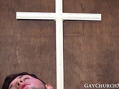 Sinful twink bareback drilled by priest in confession booth