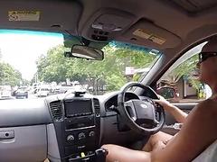 Naked guy drives around town and masturbates