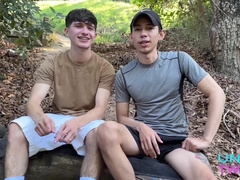 two Lovely Youngsters Fellate while Hiking Caught! Public Act! UncutTwinks Jay Magnus