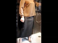 Showering in a skirt and blouse