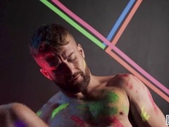 Theo Brady & Olivier Robert dance under the neon lights as their wild cocks grind against each other