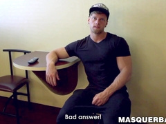 Athletic stud uses both hands to jerk himself off vigorously