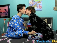 Twink sucks his horny lovers big cock before fucking him raw