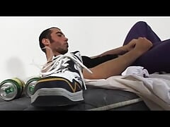 Pervert Gay Dude Likes to Suck His Own Cock Piss on His Own Bed and Jerk on His Sneakers