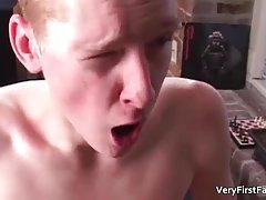 Cute face blond twinkie Drew gives hot blowjob