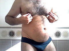 romeo playing with his hairless manhood.