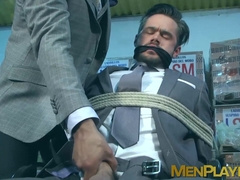 Captured Mike De Marko fucks hard in the warehouse by muscular Jean Franco