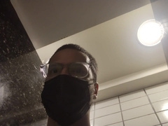 myself seating on the floor, salivating on it, showcasing stomach hair