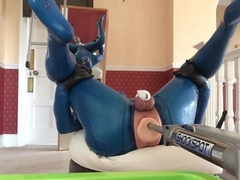 pvcsissy in chastity anal fucking machine 6