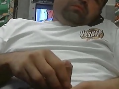 Wanking, talking on phone and cumming at shop