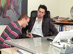 Trainee fucks boss in suit in office