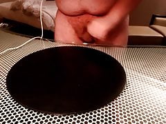 Sexy big cock chub cums all over table
