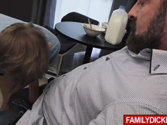 Enormous furry teddy Kristofer Weston pummeling youthful lad