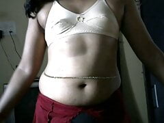 Indian CrossDresser KRITHI Sizzling Belly Tease, SEXY NAVEL