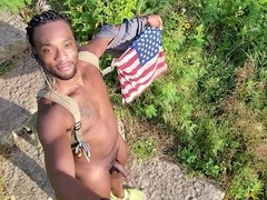 Kennie Jai gets caught strolling in the park nude and fully aroused!