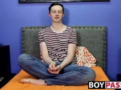 Adorable twink Holden Cross enjoys ass play with a big dildo