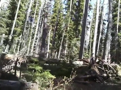 Naked hiking in the wilderness