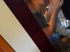 Cute twink Cole sucking disabled man
