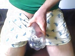 Dick Vacuum Masturbating With Bottle And Cum