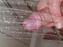 Close-Up Handjob with Cumshot in the Shower Slow Motion Cum