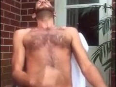 Str8 men jerk off in front yard