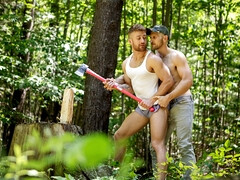 Daddy dick in the woods wtih two hot studs