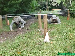 Black soldier analfucked while jerking off