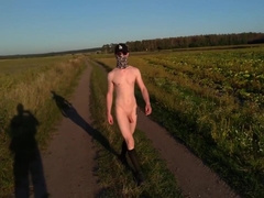 Boy With Nice Body Walk And Run Naked Outside