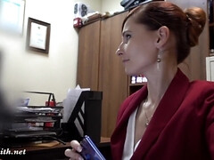 Skinny office MILF exposes her fun parts