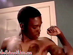 tatted unexperienced Ricco has big black cock blown by mature homos