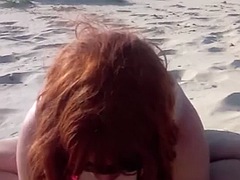Yoga on the beach! Big natural tits and ass!