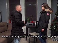 April Storm takes on debt with collector in a hardcore reality video
