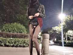 Masturbation in the middle of the road in a female form, had to help the drivers brother to jerk off and cum