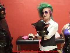 Behind the scenes of a wild latex fetish interview with some serious gummi gear action