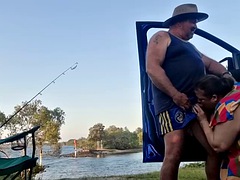 BBW MILF blows it by the river