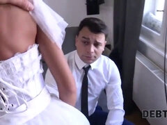 Watch this blonde bride get caught in the act as her cuckold husband watches in HD