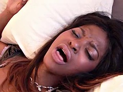 Sexy ebony African maid Jasmine Webb gives extra service to old man in hotel room