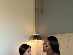 Caryn Beaumont Interracial Lesbian Strapon sex on webcam - GG Strap on Fuck feat Ebony Lee - homemade amateur hardcore