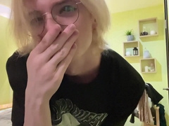 Femboy wanking off on the sofa