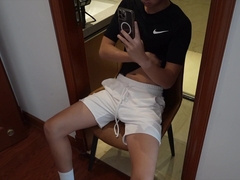 Youngster guy jerks with a bowl