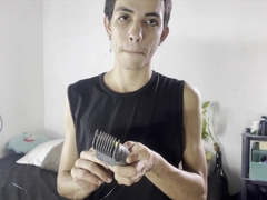 DUDE WITH A HUMUNGOUS MAN SAUSAGE CUTS HIS HAIR AND FINISHES UP UTTER OF MILK