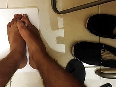 Drawing my left foot's shape with my right foot