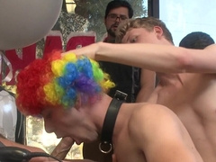 Party boys swap the same guy during extreme anal gangbang