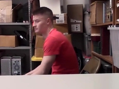 Bearded security officer pounding young thiefs tight ass